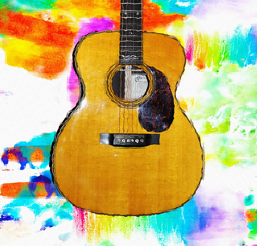 900x860 Martin Guitar Watercolor Bg Photograph By Bill Cannon - Guitar Watercolor