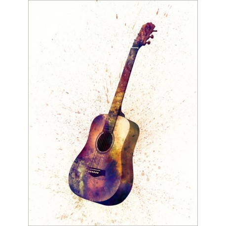 458x458 Acoustic Guitar Abstract Watercolor Art Canvas Print - Guitar Watercolor