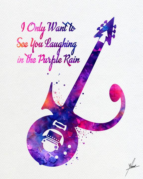 576x720 Prince Guitar Watercolor, Art Print Inspired, Watercolor Print - Guitar Watercolor