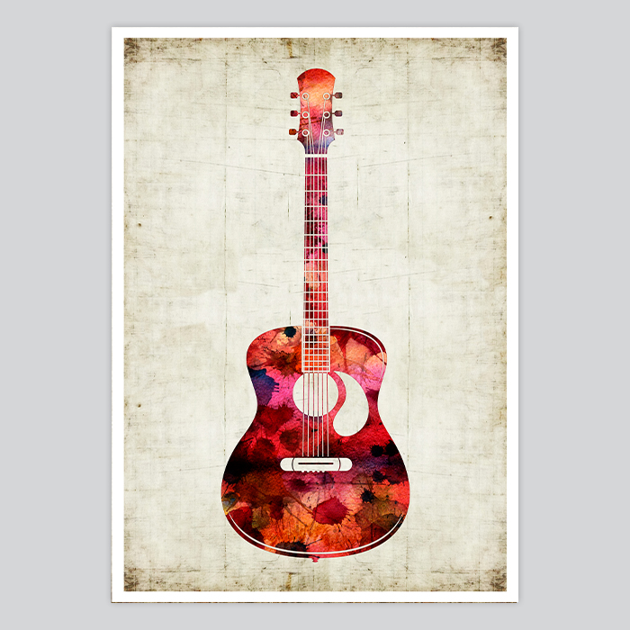 700x700 Red Guitar Watercolor Print - Guitar Watercolor