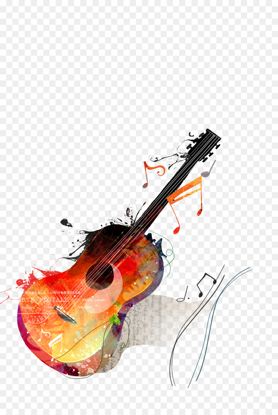 900x1340 Watercolor Painting Guitar Drawing Canvas - Guitar Watercolor