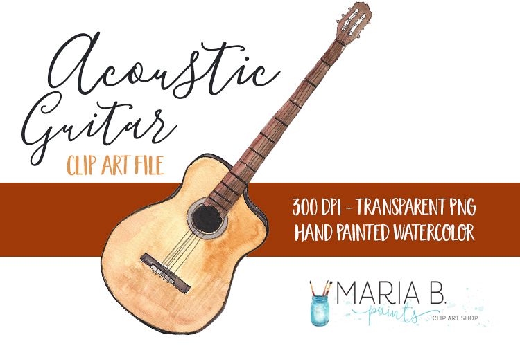 750x500 Acoustic Guitar Watercolor Clip Art Png - Guitar Watercolor