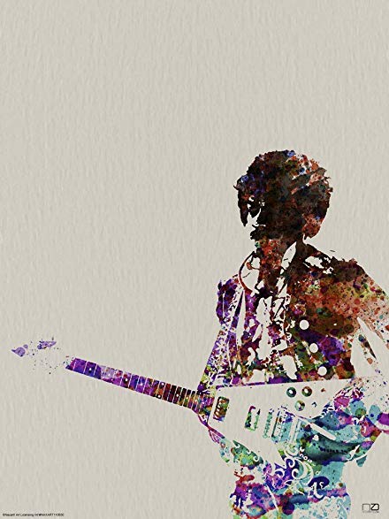 440x587 Hendrix With Guitar Watercolor By Naxart Art Print, 6 - Guitar Watercolor