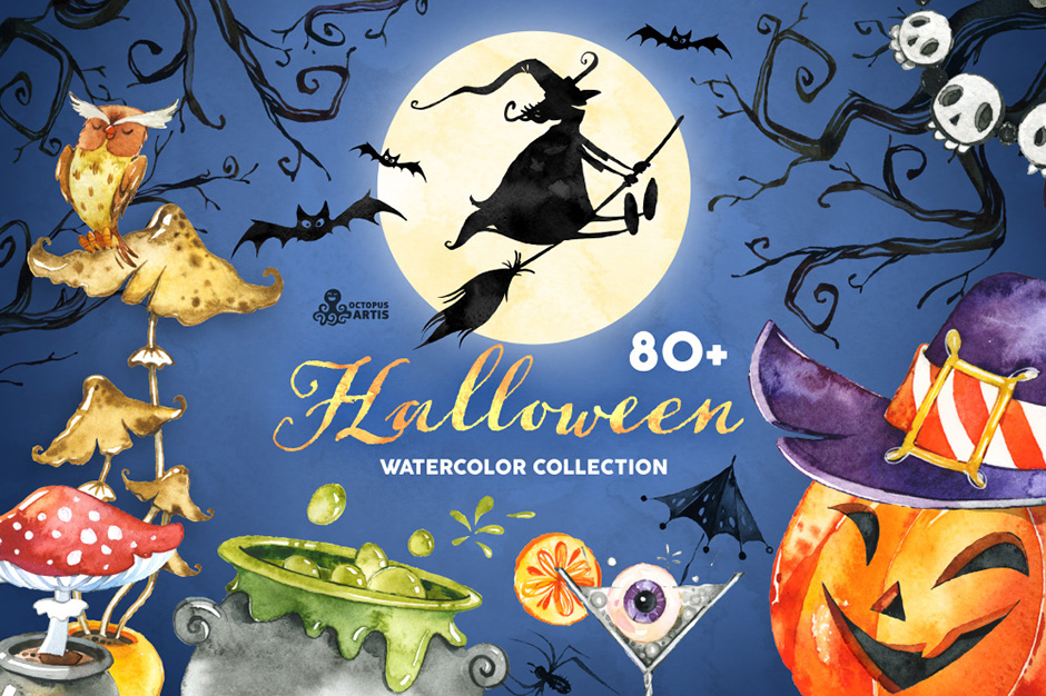 940x626 Halloween Watercolor Collection - Halloween Watercolor