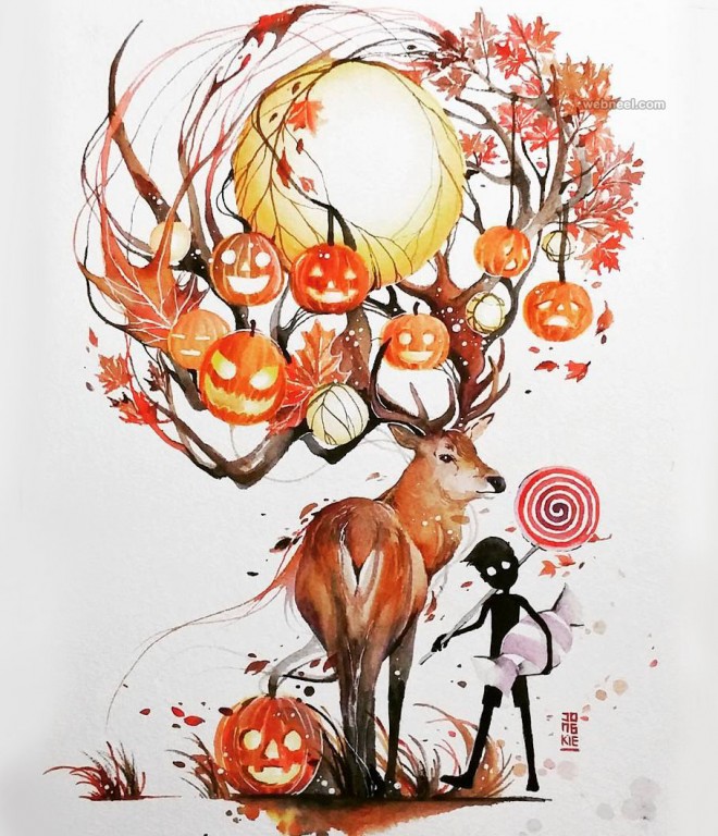 660x768 Halloween Watercolor Painting By Luqmanreza 15 - Halloween Watercolor