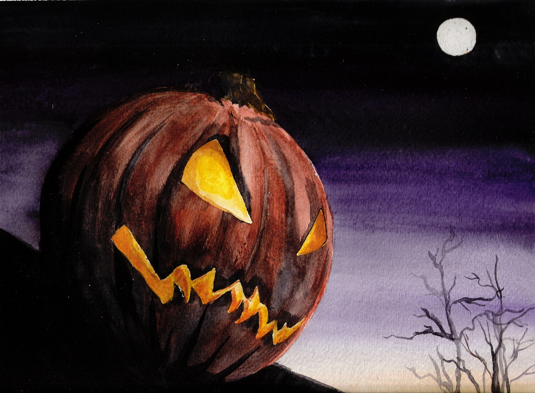 1087x800 Halloween - Halloween Watercolor Paintings