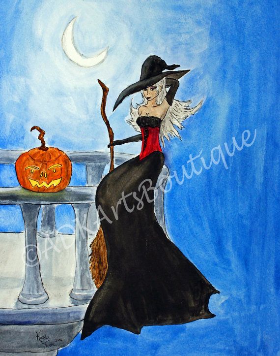 570x723 Halloween Watercolor Painting The Witch Of The By Adkartsboutique - Halloween Watercolor Paintings