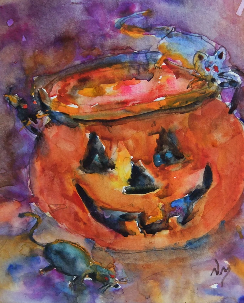 806x1000 Nora Macphail - Halloween Watercolor Paintings