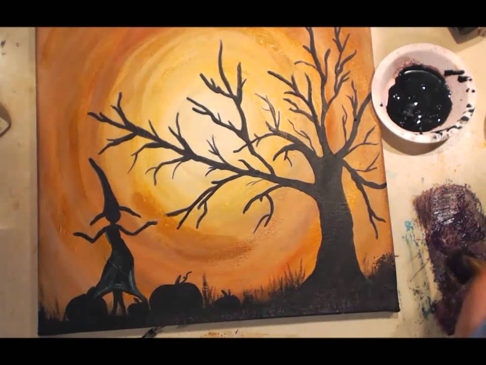 960x720 Painted Halloween Canvas Tutorial - Halloween Watercolor Paintings