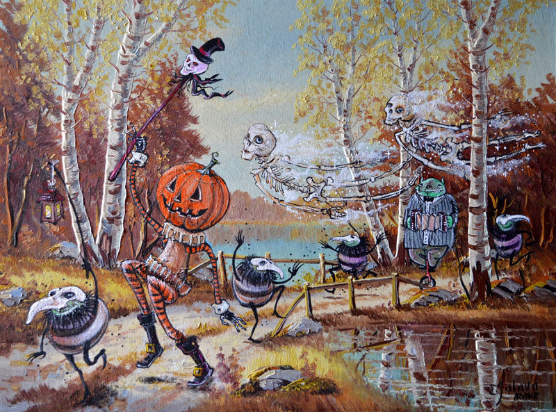 800x593 David Irvine Continues To Paint The Most Random Characters Into - Halloween Watercolor Paintings