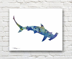 300x249 Hammerhead Shark Abstract Watercolor Painting Art Print By Artist - Hammerhead Shark Watercolor