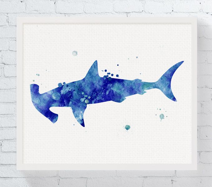 680x600 Hammerhead Shark Art Print, Hammerhead Shark Watercolor, Shark - Hammerhead Shark Watercolor