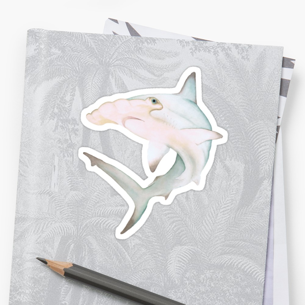1000x1000 Pastel Watercolor Hammerhead Shark Stickers By Thecuriouswild - Hammerhead Shark Watercolor