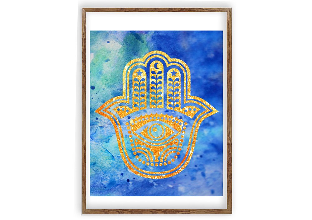 1000x707 Hamsa Hand, Wall Art Print, Watercolor Wall Art, Yoga Studio Decor - Hamsa Hand Watercolor
