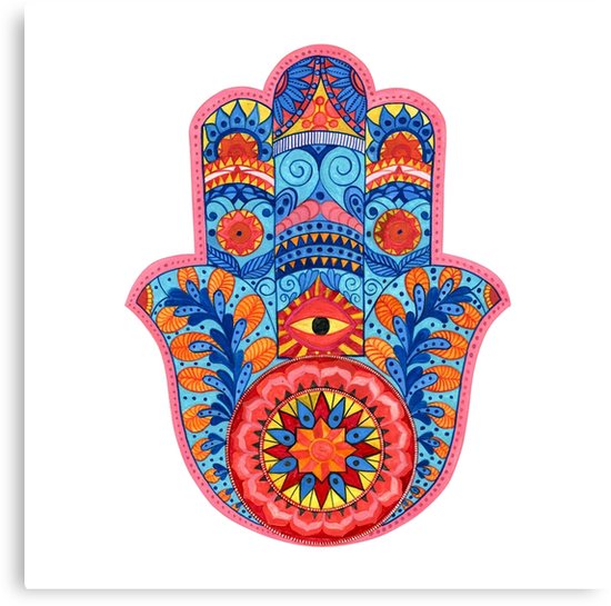 550x545 Hamsa Hand Watercolor Canvas Prints By Hermesartstudio Redbubble - Hamsa Hand Watercolor