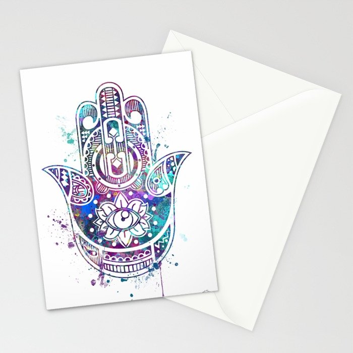 700x700 Hamsa Hand Watercolor Poster Wedding Gift Stationery Cards By - Hamsa Hand Watercolor