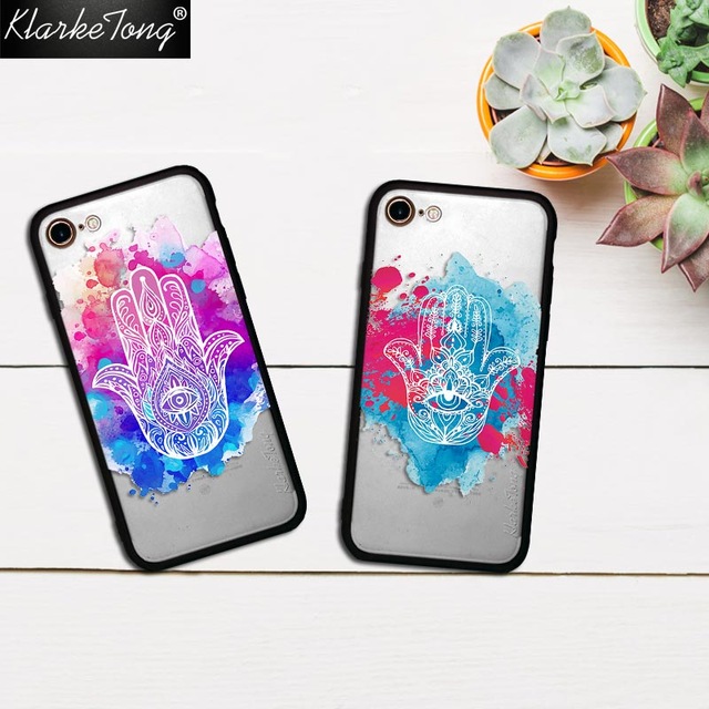 640x640 Klarketong Watercolor Mandalad Hamsa Hand Phone Case For Iphone 7 - Hamsa Hand Watercolor
