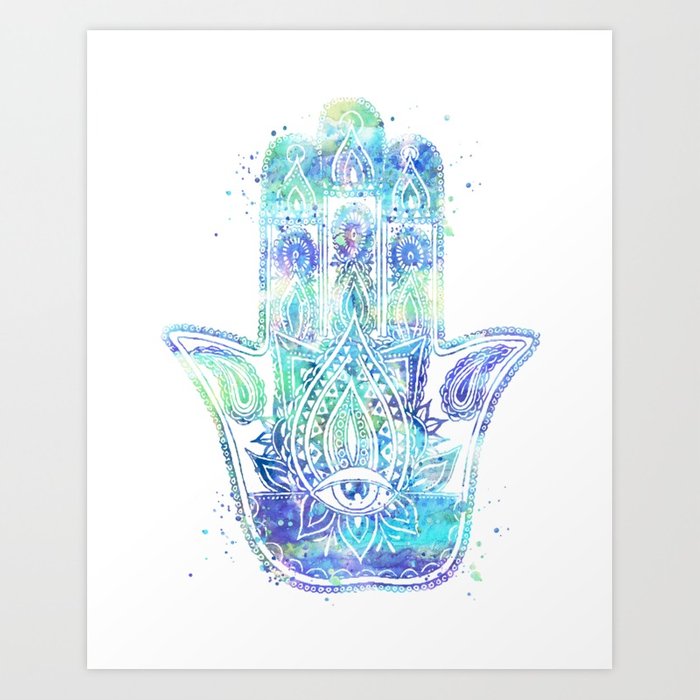 700x700 Watercolor Hamsa Hand Art Print By Zuzis Society6 - Hamsa Hand Watercolor
