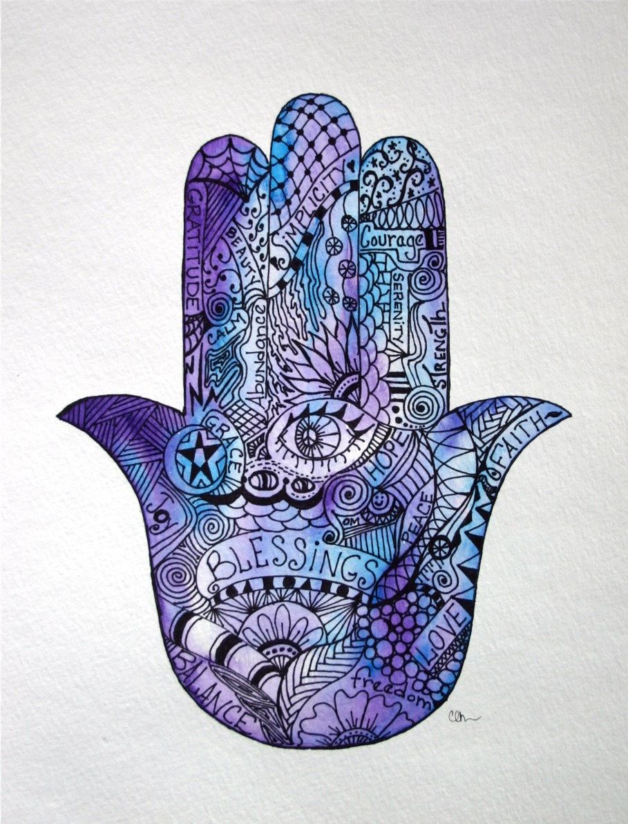 909x1191 Watercolor Art Zentangle Watercolor Hamsa Hand Por - Hamsa Hand Watercolor