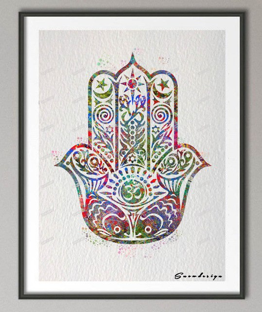 539x640 Buy Diy Original Watercolor Hamsa Hand Canvas - Hamsa Hand Watercolor