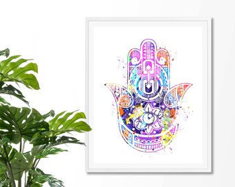 340x270 Egyptian Sphinx Watercolor Art Print Egyptian Sphinx - Hamsa Hand Watercolor