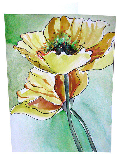 400x536 Hand Painted Poppy Watercolor Greeting Cards Flower Note - Hand Painted Watercolor Greeting Cards