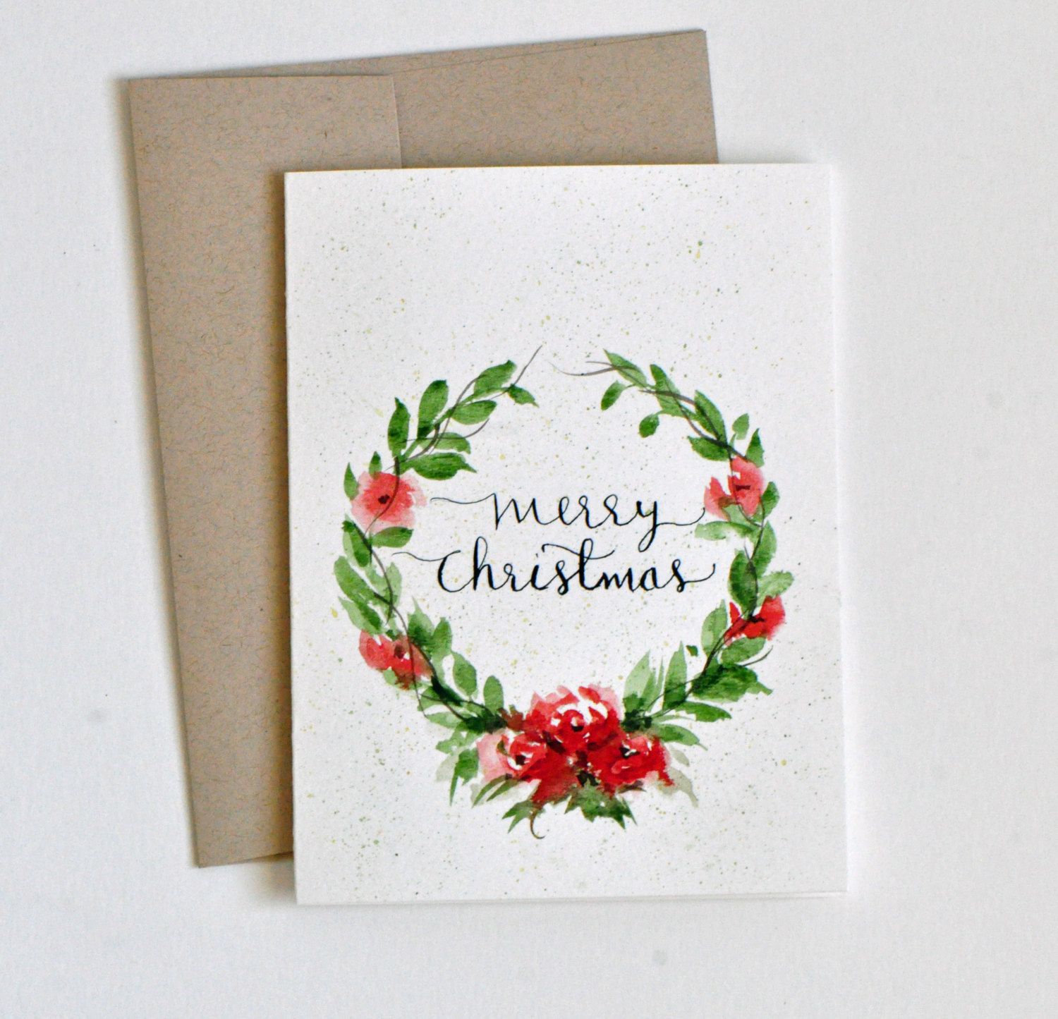 1500x1445 Hand Painted Watercolor Christmas Card Watercolor Flowers Wreath - Hand Painted Watercolor Greeting Cards