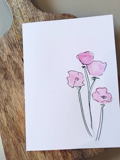 236x314 Hand Painted Watercolor Greeting Card Blooming Tree. Original - Hand Painted Watercolor Greeting Cards