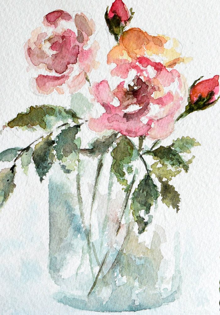 700x1001 Original Watercolor Painting, Hand Painted Greeting Card, Rose - Hand Painted Watercolor Greeting Cards