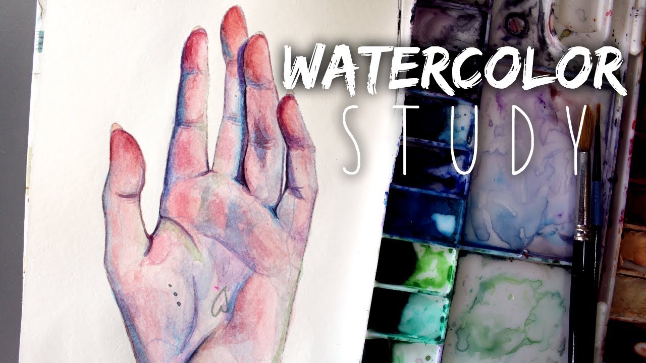 1280x720 Sketchbook Watercolor Hand Study - Hand Watercolor