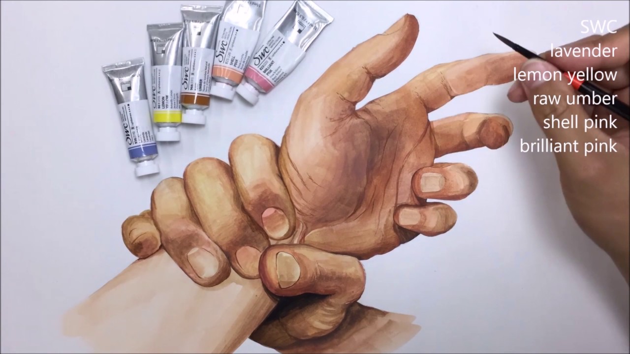 1280x720 Hands Watercolor Drawing - Hand Watercolor