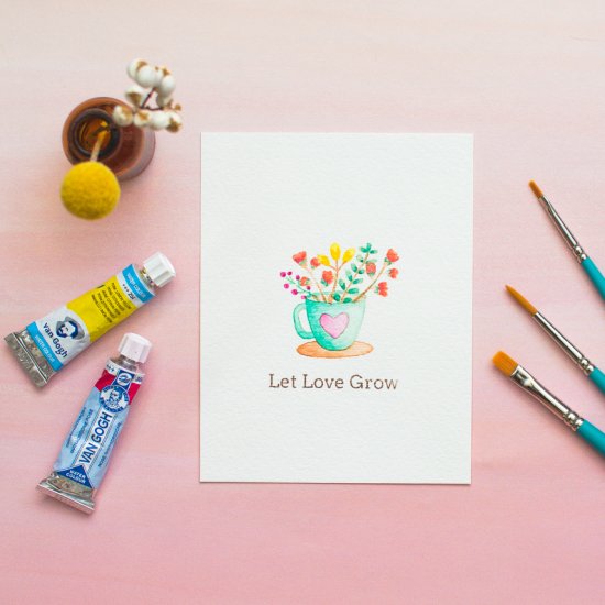 550x550 Floral Watercolor Greeting Card Crafthubs - Handmade Watercolor Cards