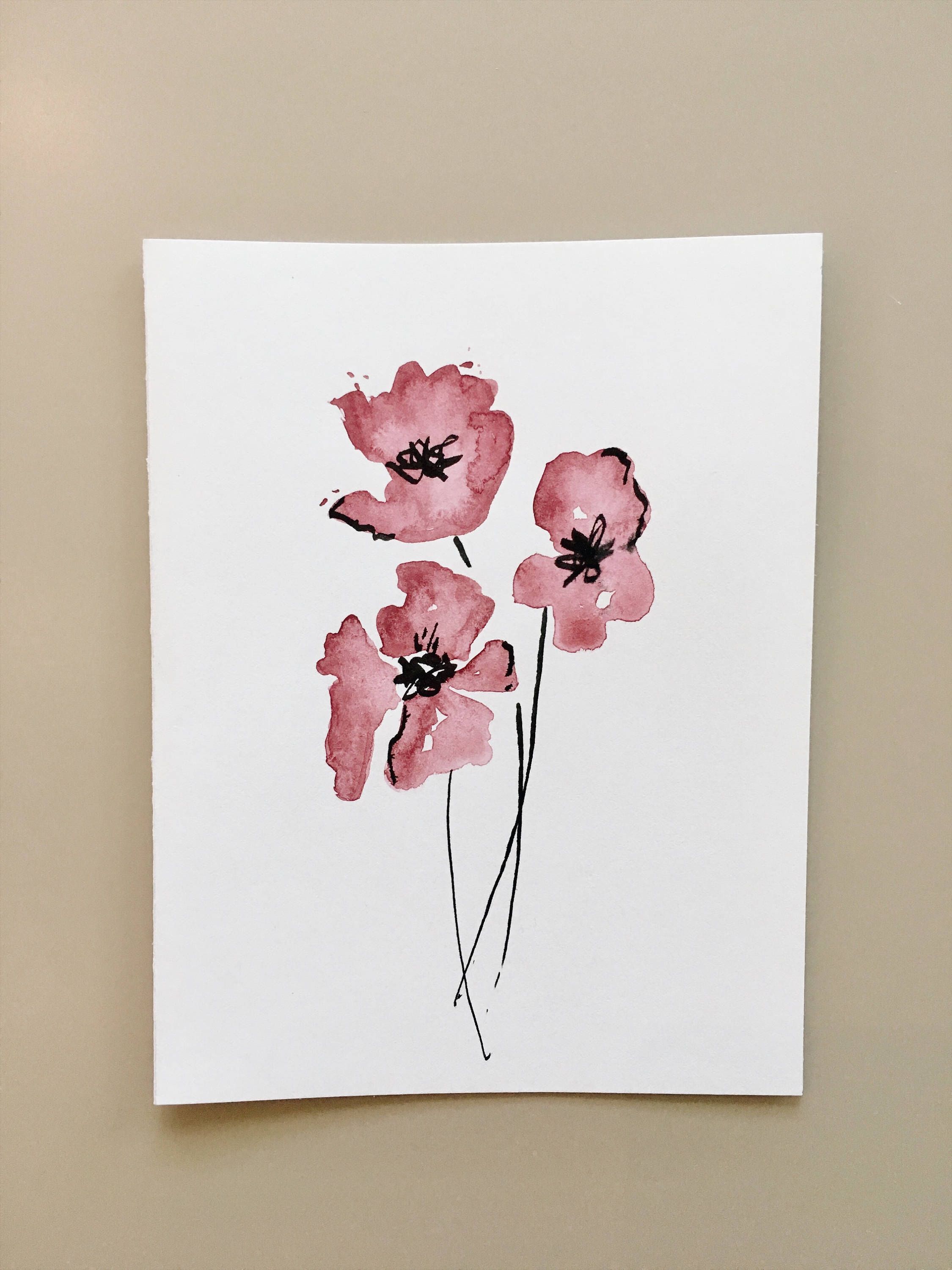 2250x3000 Flower Watercolor Greeting Card, Hand Painted Card, Handmade - Handmade Watercolor Cards