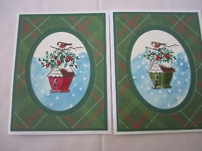 400x300 Handmade Watercolor Christmas Birdhouse Cards Set Of 6 Cards U - Handmade Watercolor Cards