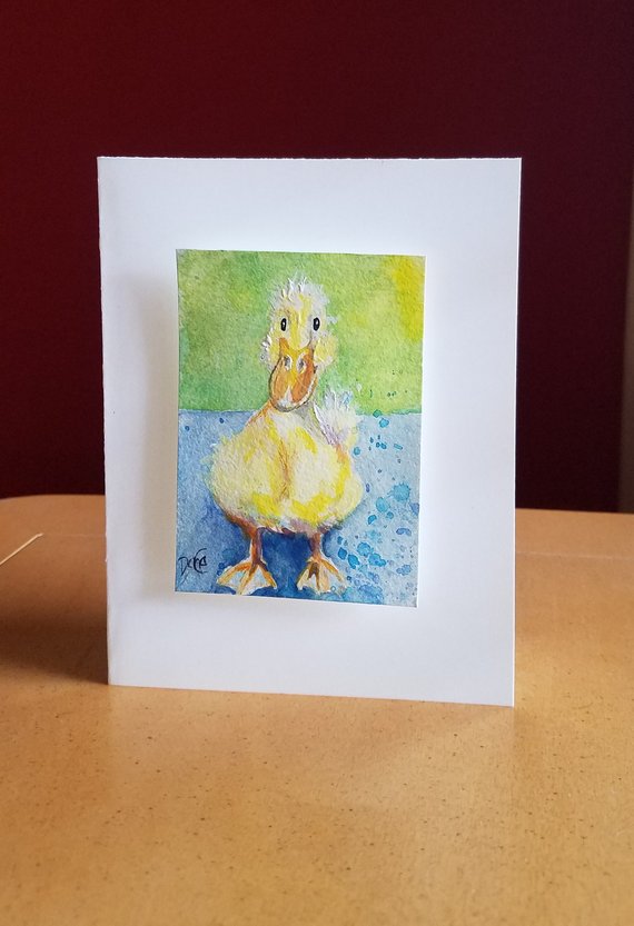 570x833 Handmade Watercolor Cards Little Quack Quack Original Etsy - Handmade Watercolor Cards