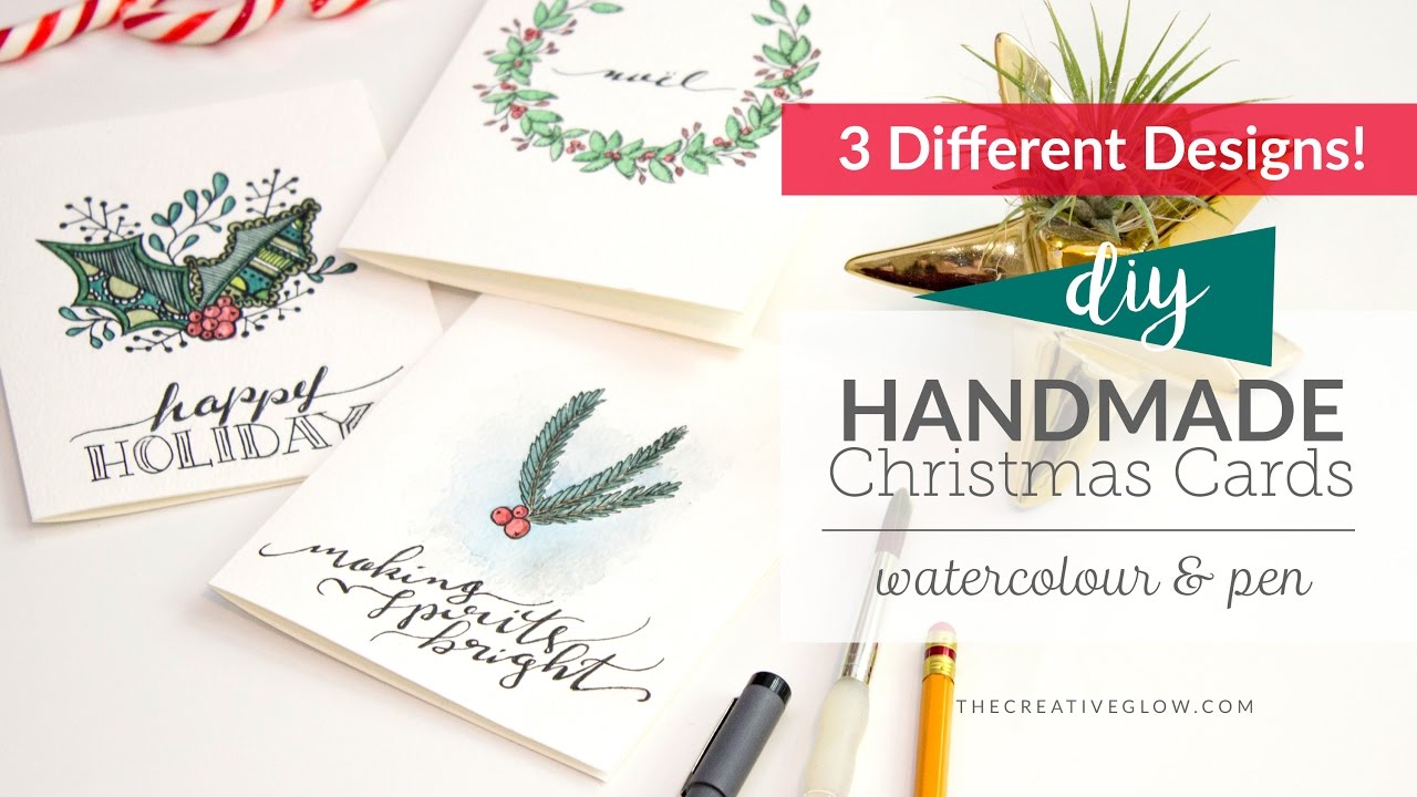 1280x720 Diy Handmade Christmas Cards Watercolor Amp Pen - Handmade Watercolor Christmas Cards