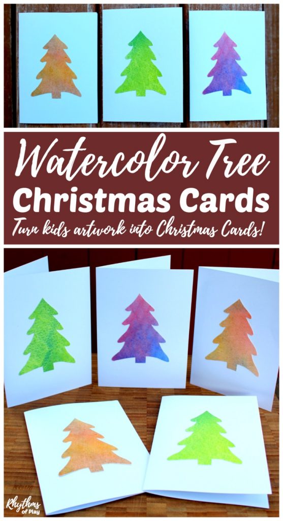 557x1024 Easy Watercolor Christmas Tree Cards Rhythms Of Play - Handmade Watercolor Christmas Cards