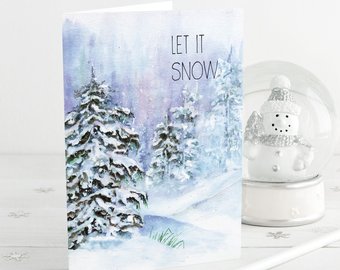 340x270 5 Christmas Cards Handmade Watercolor Christmas Holiday Card Etsy - Handmade Watercolor Christmas Cards