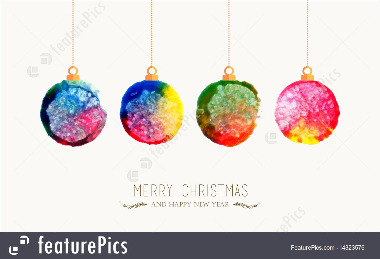 1300x886 Holidays Christmas Bauble Watercolor Greeting Card - Handmade Watercolor Christmas Cards