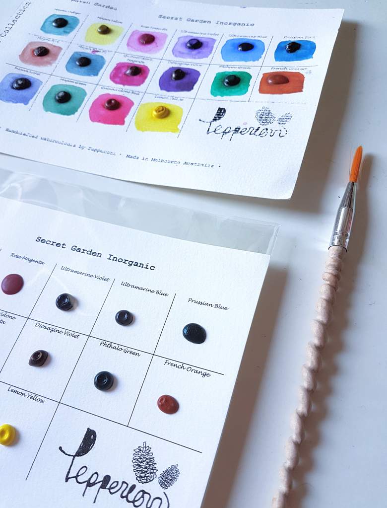 780x1023 Handmade Watercolor Paint Sample Dot Cards Secret Garden - Handmade Watercolor Paint