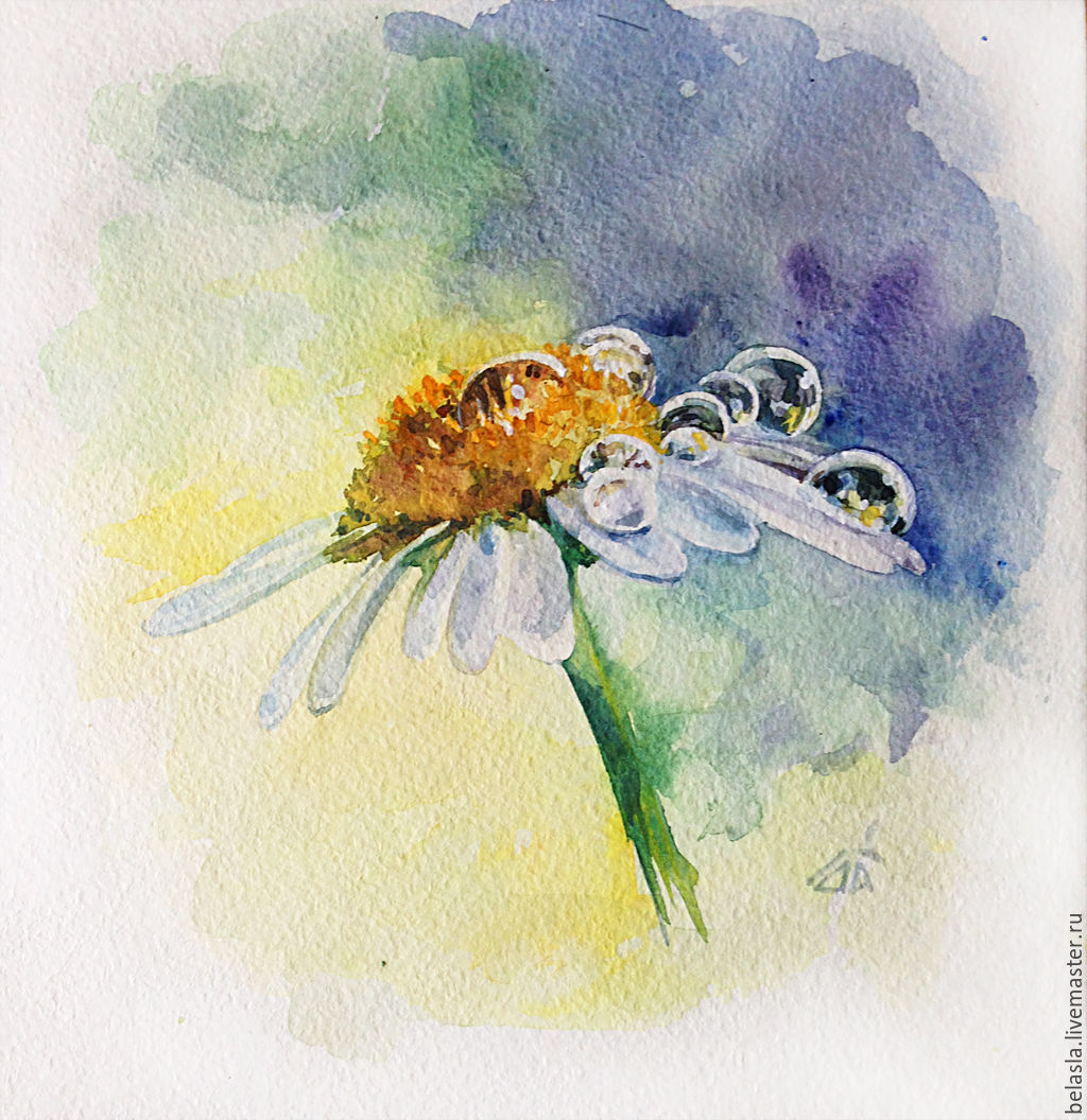 1024x1056 Watercolor Daisy After The Rain Shop Online On Livemaster With - Handmade Watercolor Paint