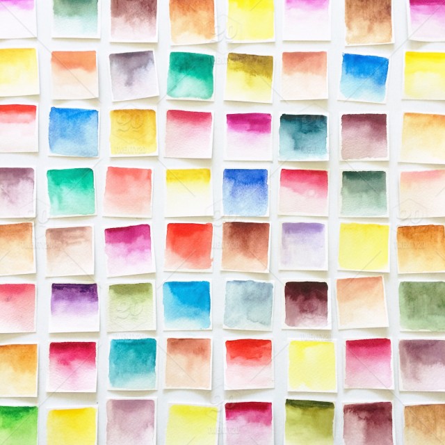 640x640 Assortment Of Multi Colored Handmade Watercolor Paint Swatches - Handmade Watercolor Paint
