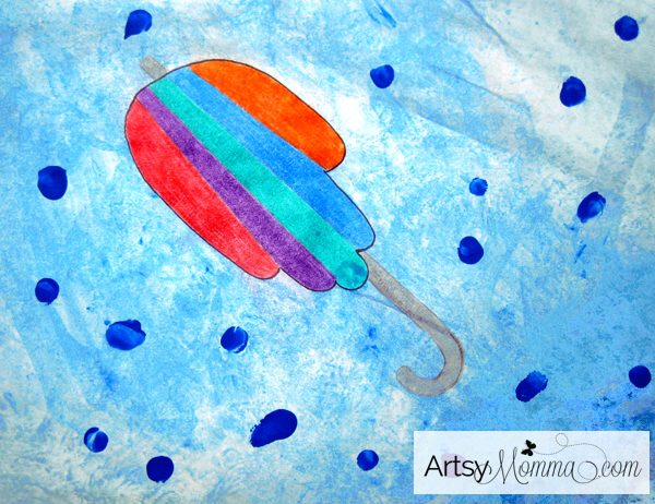 600x462 Handprint Umbrella Water Color Resist Art - Handprint Watercolor
