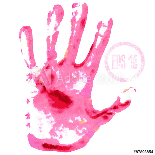 500x500 Handprint In Paint Colors Isolated On White. Acrylic And - Handprint Watercolor