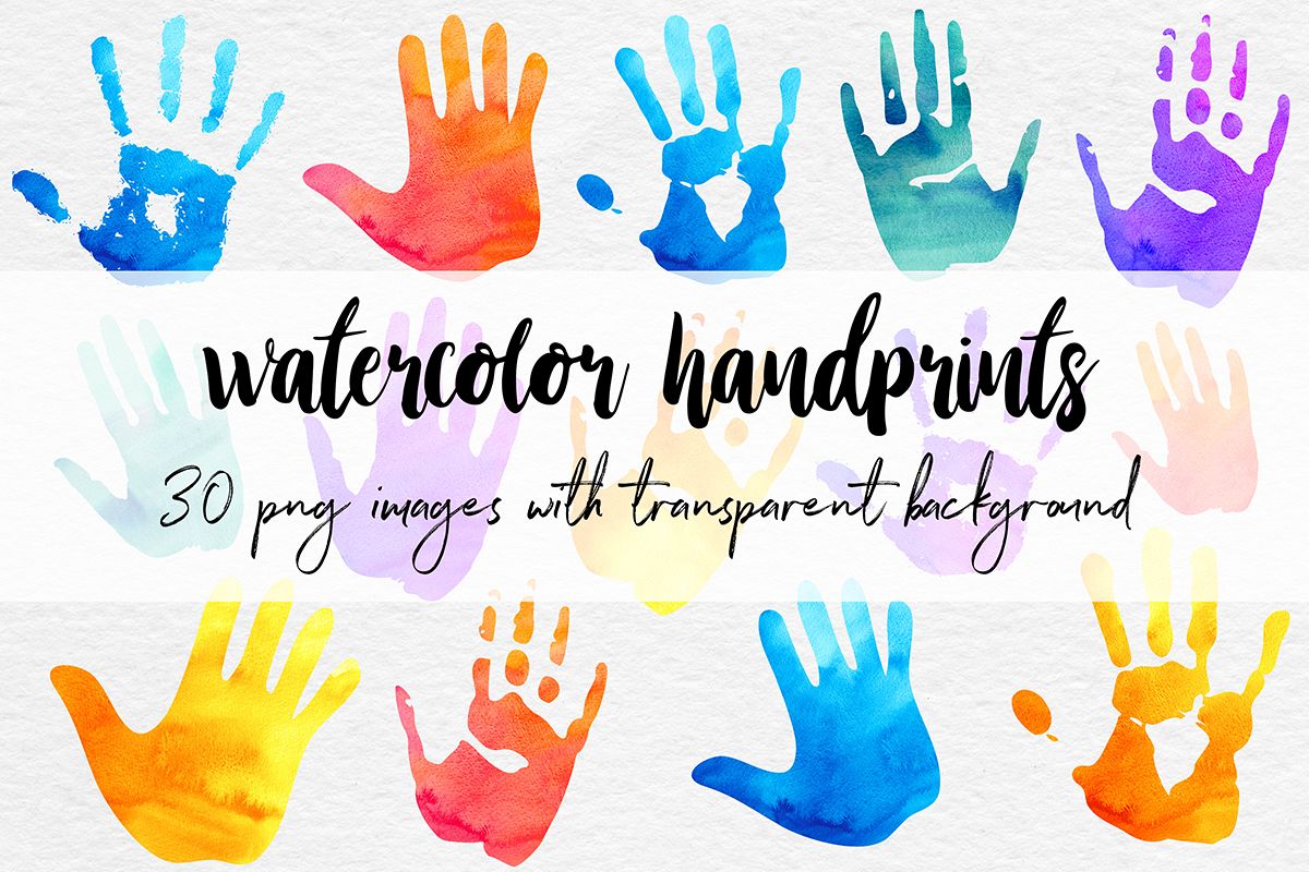 1200x800 Watercolor Handprint Clipart - Handprint Watercolor