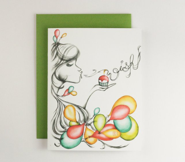 642x562 Happy Birthday Girl Card Watercolor Birthday Card Card For Etsy - Happy Birthday Card Watercolor