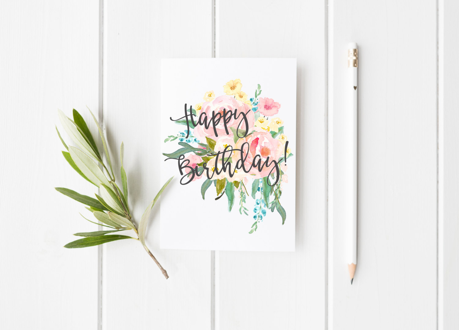 1500x1078 Happy Birthday Greeting Card Simply Sweet Studio - Happy Birthday Card Watercolor