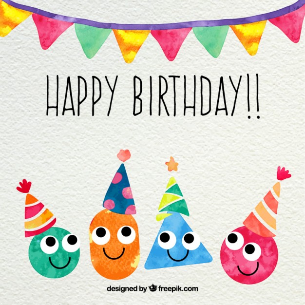 626x626 Happy Birthday Card In Watercolor Style Vector Premium Download - Happy Birthday Card Watercolor
