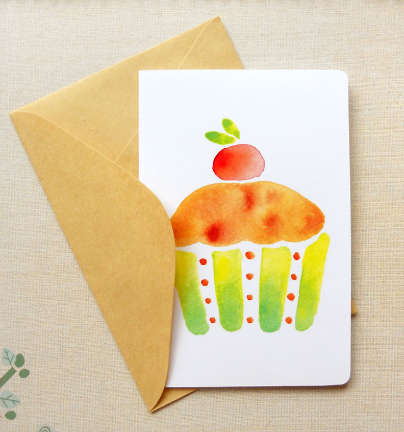 792x846 Sweet Cupcake 4x6 Happy Birthday Card Thank You Notecard - Happy Birthday Card Watercolor