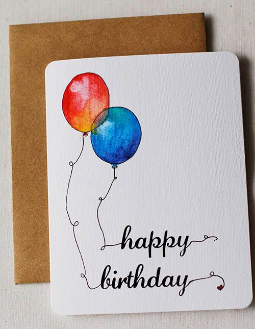 500x645 Watercolor Balloons Birthday Card By Mistprint On Etsy Things To - Happy Birthday Card Watercolor